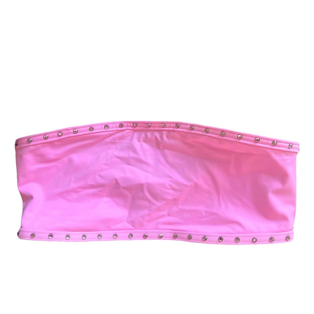 SKIMS Light Pink Rhinestones Bandeau Bikini Top - Picture 5 of 10